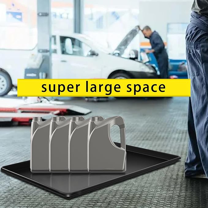 6 Pcs Extra Large Oil Drip Pan, 35.4×24×1.6Inches Oil Drain Pan for Under Car,Plastic Oil Drip Tray for Garage, Fridges, Washing Machines, Cat Litter Box,Keeps Floors Safe & Clean