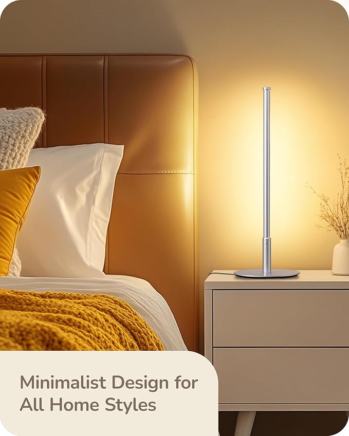 EDISHINE Upgraded LED Table Lamp, Stepless Dimmable Bedside Lamp with 3 Color Temperature, Modern Nightstand Lamp, Desk Lamp for Bedroom, Living Room, Corner, Gift, Metal Finish, Silver, 6W | 3 Color Temperature, Stepless Dimmable, 6W, Metal Finish, Sl...