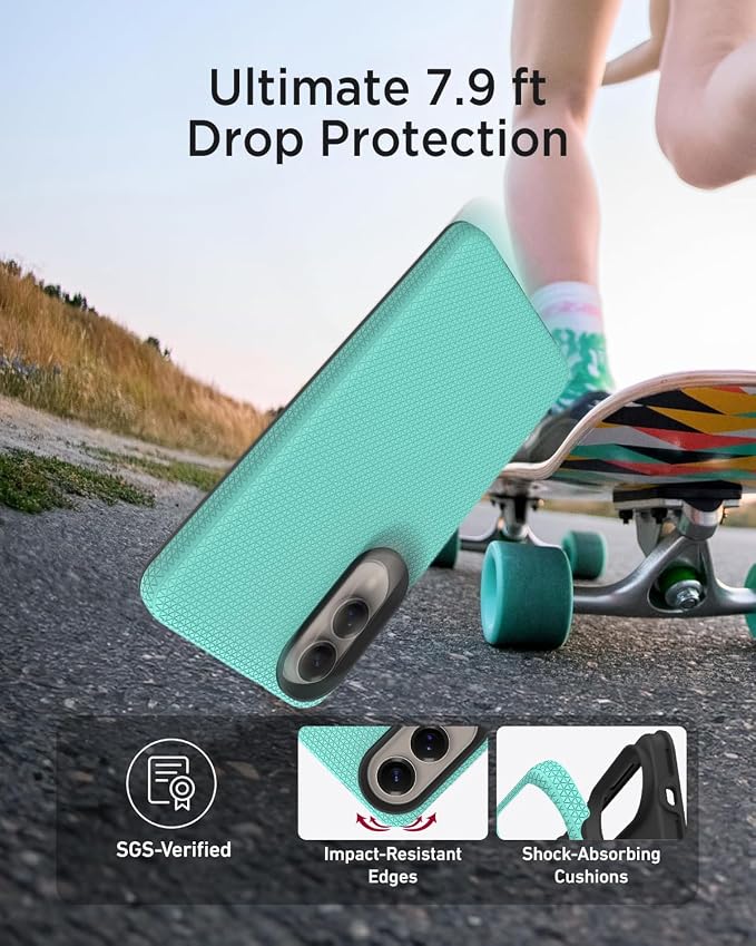 Miimall Slim ��� Rugged for Samsung S25 Edge Case, 10FT Military Shockproof Dropproof, Anti-Slip Grip Anti-Scratch Dustproof Men Thin Heavy Duty Protective Case for Galaxy S25 Edge, Mint Green