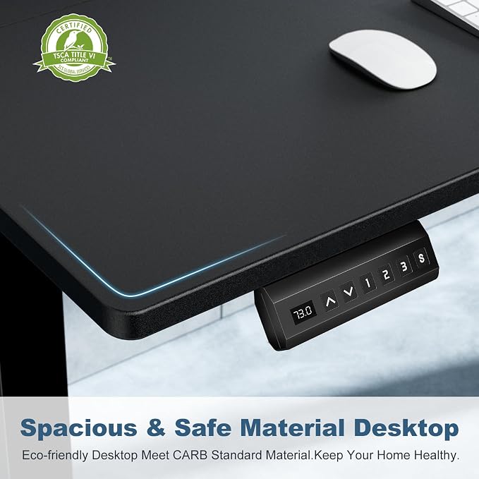 DUMOS 63 Inch Electric Standing Desk, Memory Adjustable Home Office Desk | Sit Stand Up Desk for Work Home Office,Adjustable Desk, Rising Computer Table with Splice Board,Cable Management,Hook,Black
