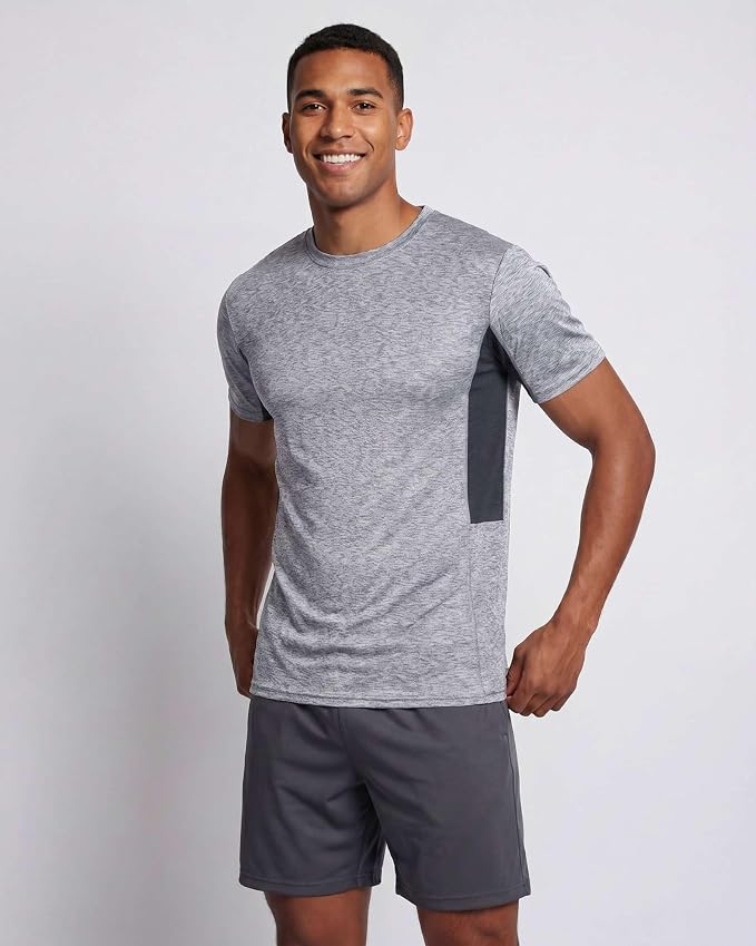 5 Pack Men's Dry Fit Short Sleeve T-Shirt Gym Workout Athletic Running Tee | Cooling, Moisture-Wicking, Crew Neck, Quick-Dry, Breathable, Active, Exercise, Fitness, Basketball, Cycling, Hiking, Tennis