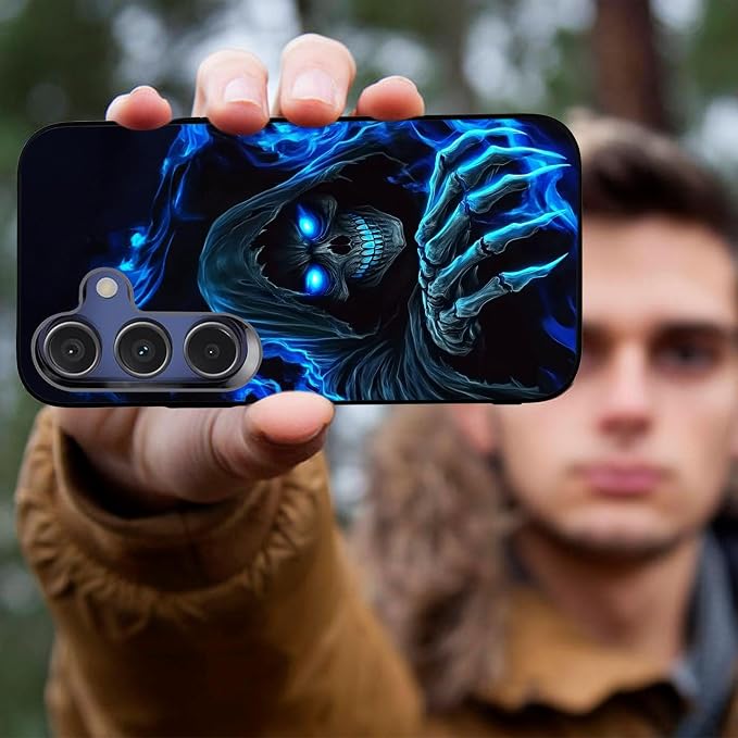 Designed for Galaxy A16 5G Phone Case,Slim Silicone Shockproof Protective Case for Galaxy A16 5G 6.7 inch,Skull with Blue Flame Art