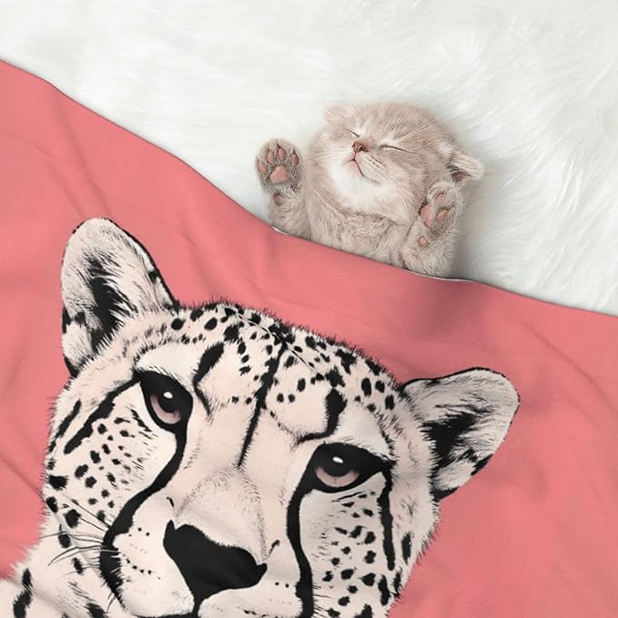Cheetah Art Print Soft Plush Pet Blanket, Washable Dog Blanket, Cat Fleece Throw, Puppy Bed Crate Mat & Sofa Couch Protector - Medium
