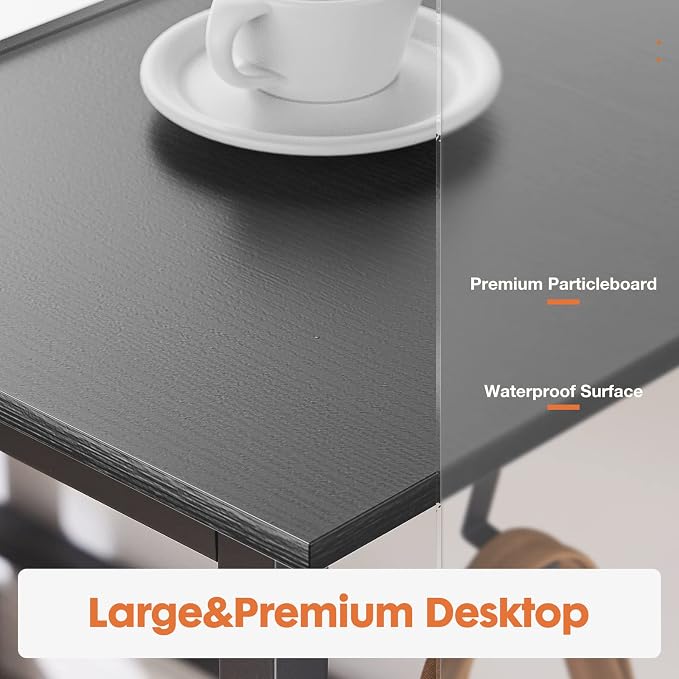 Sweetcrispy 40-Inch Computer Desk with Drawers, Office Desk, Black | Small Desk for Bedroom Home Office with Side Hook, Modern Simple desk with storage for Writing