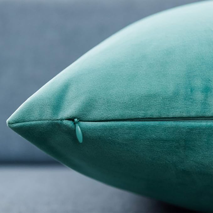 26x26 Velvet Throw Pillow Covers Set of 2 for Couch Sofa Bed,Teal Green | JUSPURBET Decorative Euro Pillow Covers with Invisible Zipper for Modern Living Room Bedroom Home Decor