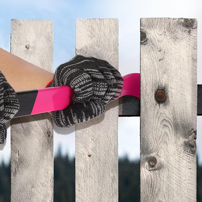 12'' Flat Pry Bar Crow Bar Nail Puller, Pink Black Color Angled Curved Head Metal Wood Board Tire Removing Wrecking Prying Tool Heavy Duty