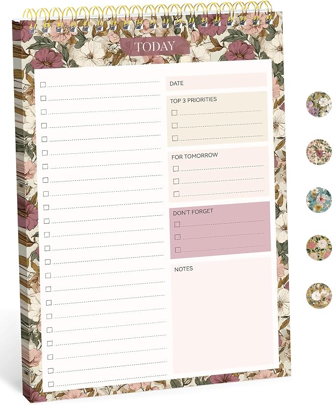 Taja To Do List Notepad, Undated Daily Planner for Work and Goal Setting | Mauve Muse, 52 Sheets, 9.8" x 6.5" , for Office, Home and school, Daily Task Planning, Notes and Everyday Organization