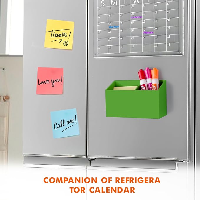BEYGORM Magnetic Dry Erase Marker Holder for Whiteboard & Refrigerator | Non-slip Acrylic Pen Holder for Classroom, Fridge Magnet, Locker Organizer Accessories, Teacher & School Supplies(Green)