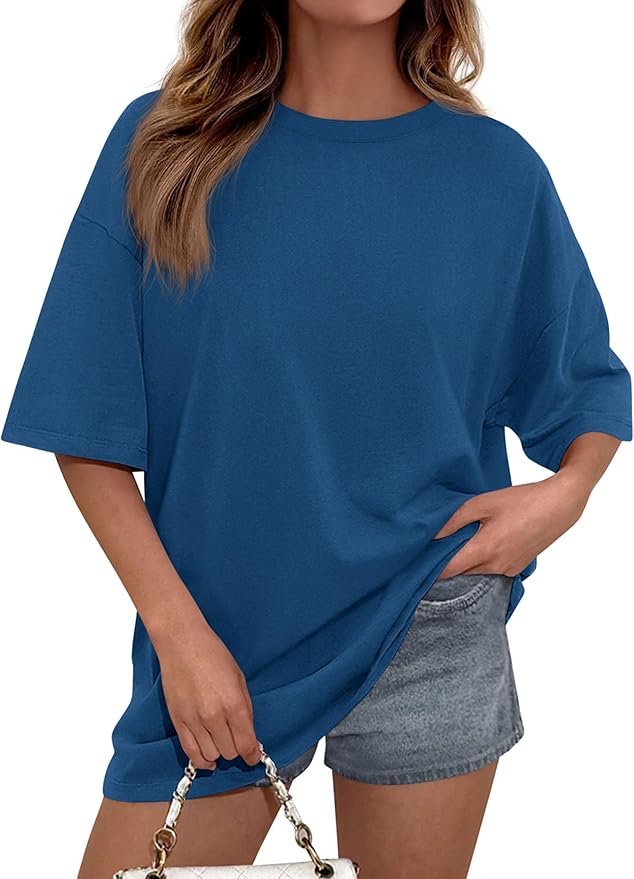 PRETTYGARDEN Womens 2026 Spring Going Out Tops Casual Short Sleeve Crewneck Loose Fit Basic Oversized T Shirts Summer Outfits
