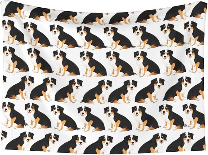 Two Sided Pet Cuddler Blanket for Anxiety Calming, Australian Shepherds Dogs, Reversible Plush Design with Bubble Dot Pattern Provides Familiar Surface Anywhere