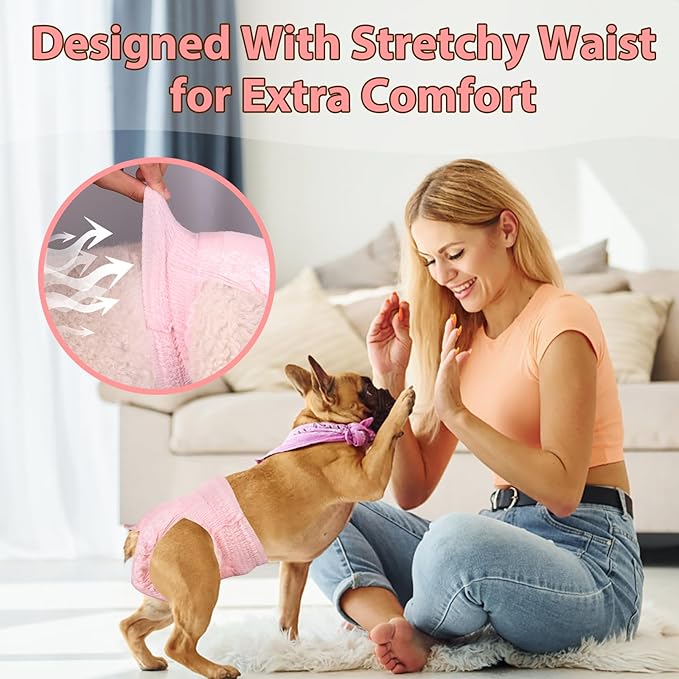 Ambreview Disposable Dog Diapers Female, Just Pull It Up, Doggie Diapers for Female Dogs, Strong Absorbency | Leak Proof, for Dogs in Heat | Elderly | Disabled, S 30 PCS