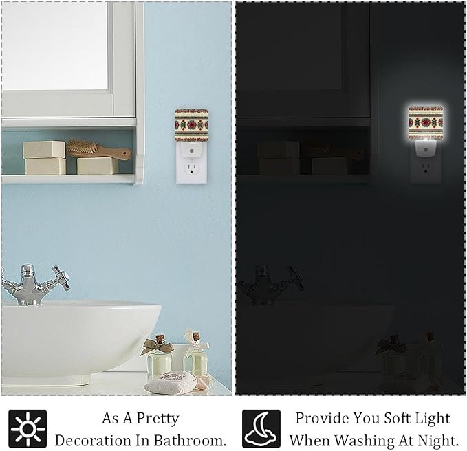 2 pcs Traditional LED Night Lights Plug Into Wall - Super Smart Dusk to Dawn Sensor Activated, Automated On & Off, Used for Kitchen, Bathroom, Home Improvement, Bedroom