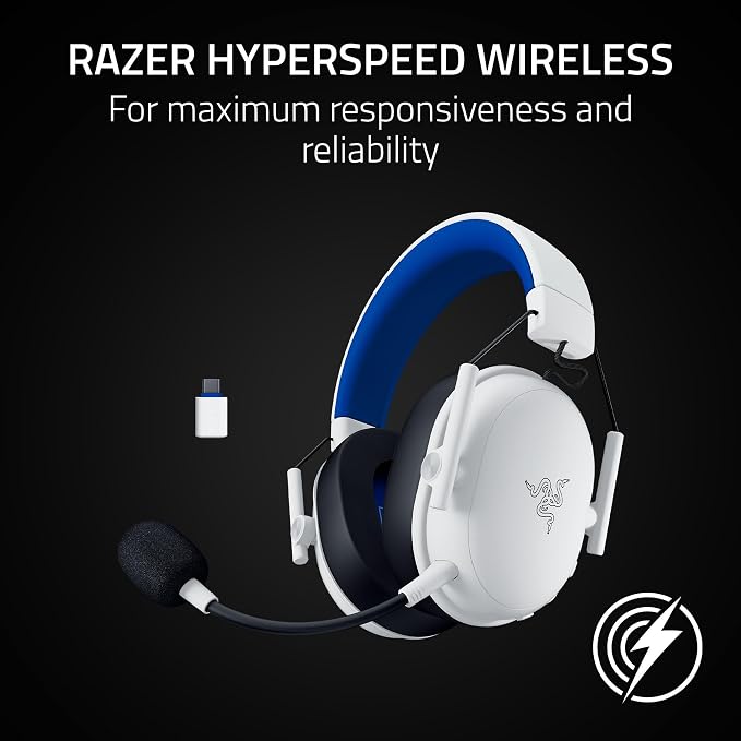 Razer BlackShark V3 X HyperSpeed Wireless PS5 Gaming Headset, White | 50mm Drivers, Cardioid Mic, 2.4 GHz, Bluetooth, Works with PC, Mac, Nintendo Switch, Smartphone, 70 Hr Battery