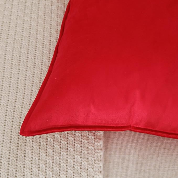 JIAHANNHA Velvet Red Throw Pillow Covers 22”x22”Pack of 2 Soft Decorative | Square Cushion Covers for Couch Sofa Bed Livingroom Car Home Decor,55x55Cm