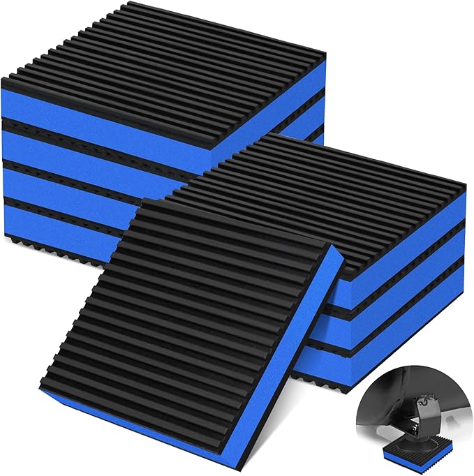 8 Pack Anti Vibration Pads for Washing Machine 4"x4"x7/8", Sound Isolation Vibrating Pad Ribbed Rubber Damping Mat EVA Center for Air Compressors, Conditioner, Treadmill, HVAC Washer Dryer