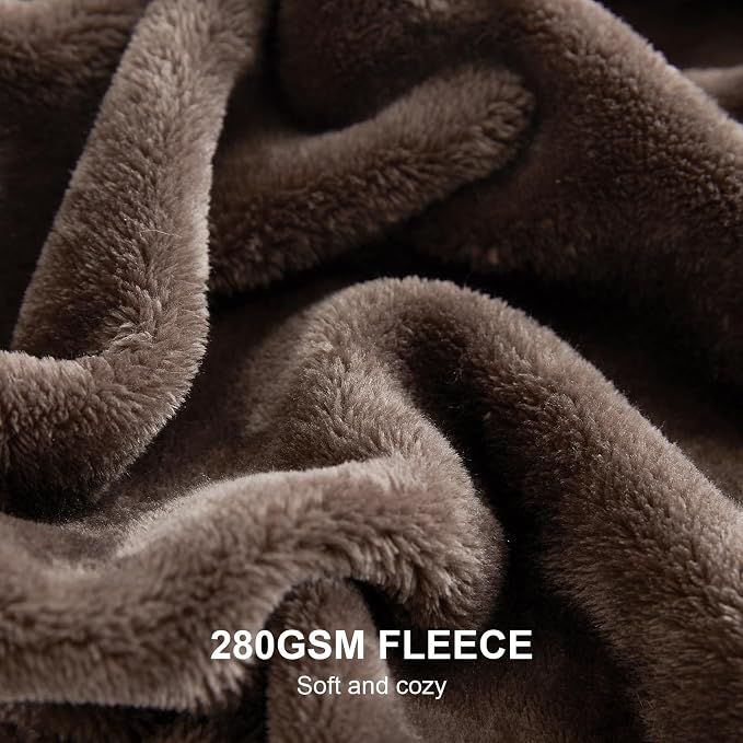 Hansleep Twin Brown Fleece Blanket, Soft Flannel Bed Blanket | Fuzzy Cozy Blanket 60x80 Inches, Multi-use for Bed, Sofa, Couch, Travel, Camping, All Season Warm Lightweight Cover