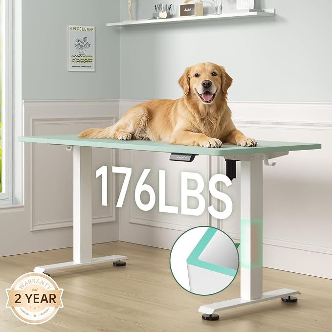 Veken Standing Desk, Green, 55×23.6 Inch | Height Adjustable Sit Stand Up Computer Tables for Home Office, Study , Writing, Suit students, employees and group work
