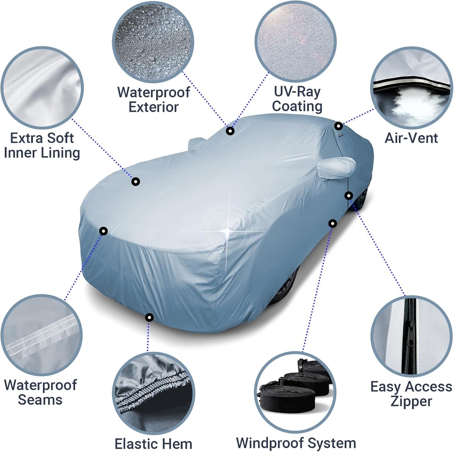 iCarCover Premium Car Cover for 2012-2020 Chevy Sonic Sedan Heavy Duty Waterproof All Weather Automobiles Custom Fit Indoor Outdoor UV Snow Protection Covers with Straps and Bag