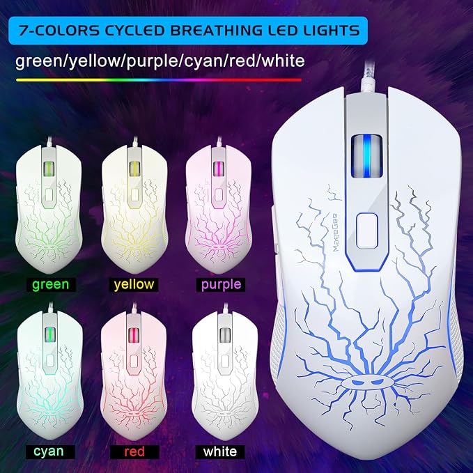Gaming Keyboard and Mouse Combo, K1 RGB LED Backlit Keyboard with 104 Key for PC/Laptop(White)