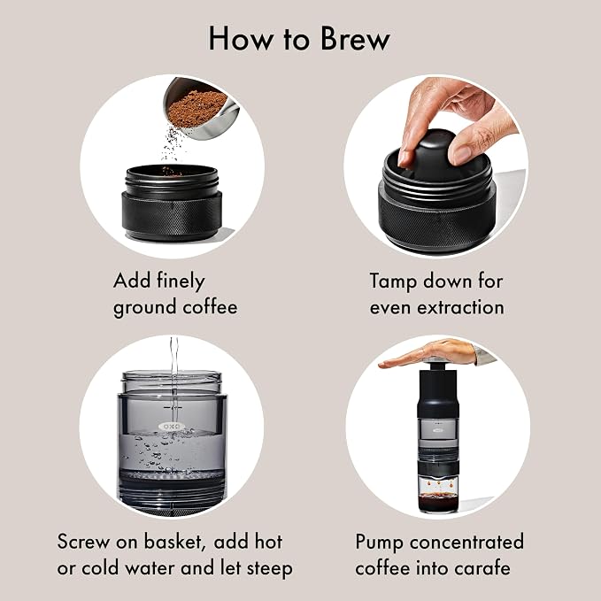 OXO Brew Portable Rapid Coffee Brewer | Reusable Filter, Small, Quick Brew in 5 Minutes or Less, Easy-Clean Carafe, Hot or Cold