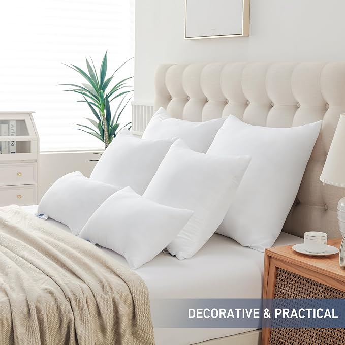 Leeden 14 x 36 Pillow Inserts Pack of 1 - Fluffy Lumbar Throw Pillow Inserts - Rectangle Interior Sofa Decorative Throw Pillows for Sofa, Couch and Home Decor- White Pillows