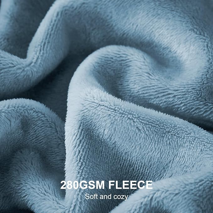 Hansleep Twin Washed Blue Fleece Blanket, Soft Flannel Bed Blanket | Fuzzy Cozy Blanket 60x80 Inches, Multi-use for Bed, Sofa, Couch, Travel, Camping, All Season Warm Lightweight Cover