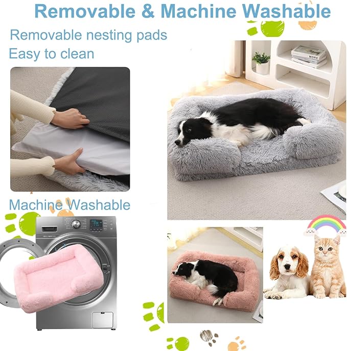 Dog Beds Large Sized dog Orthopedic, Sofa Dog Bed with Waterproof Lining and Nonskid Bottom, Rectangle Washable Dog Bed for Medium Small Dogs and Cats Comfortable ( Color : Pink3 , Size : 51 x 35" )