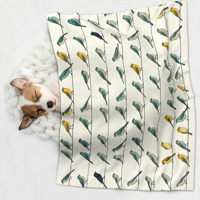 Two Sided Plush Pet Blanket for Warmth Comfort, Birds Animal Flying, Reversible Throw with Cozy Nubby Side for Chilly Nights Napping Spots Around House