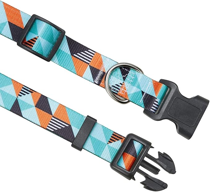 Dog Collar with Bohemia Floral Tribal Geometric Patterns - Soft Ethnic Style Collar Adjustable for Small Medium Large Dogs（Geometry,S）