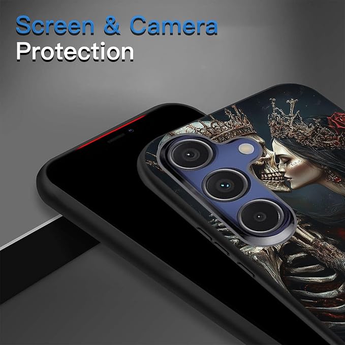 Designed for Galaxy S25 FE Phone Case,Slim Silicone Shockproof Protective Case for Galaxy S25 FE 6.7 inch,Skeleton Couple Love Scene