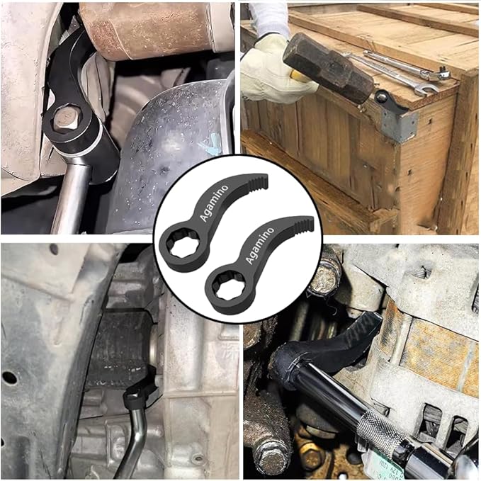 2PCS Pry Bar Wrench Adaptor Head, Crowbar Adapter Head Tool 1/2" Ratchet, Adjustable Angle Extra-Strong PryBar, Heavy-Duty Open-end Wrench Fit 1/2In Ratchet, Compact Pry Bar for Tight Spaces