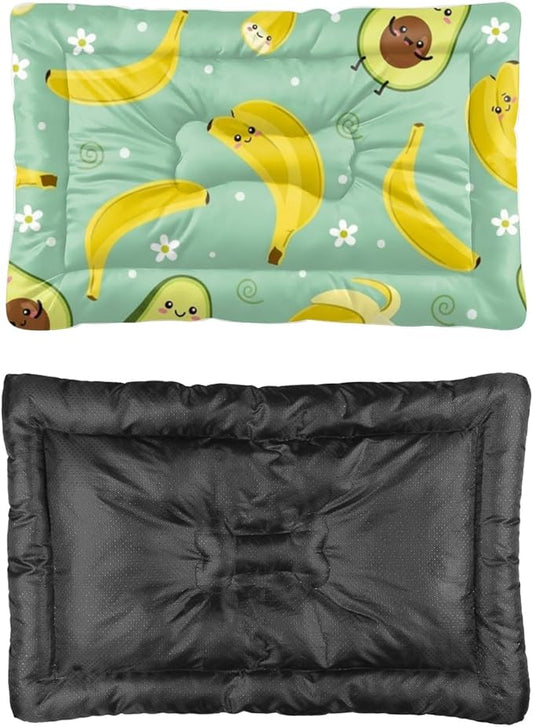 Banana Yellow Avocado Green Dog Bed Furniture Travel Dog Bed Mat Kennel Pad for Crate Washable Non-Slip Puppy for Crate Medium Size Beds Outdoor Washable Mat Cushion Pet Indoor Outdoor 24X18 Inch