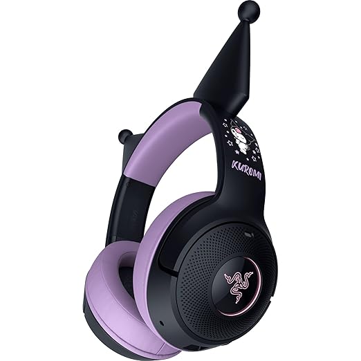 Razer Kraken Kitty V2 BT Wireless RGB Headset, Kuromi Edition | Chroma RGB Kitty Ears & Earcups, Bluetooth 5.2, 40 mm Drivers, Noise-cancelling Mics, Lightweight, USB-C, 40 Hr Battery