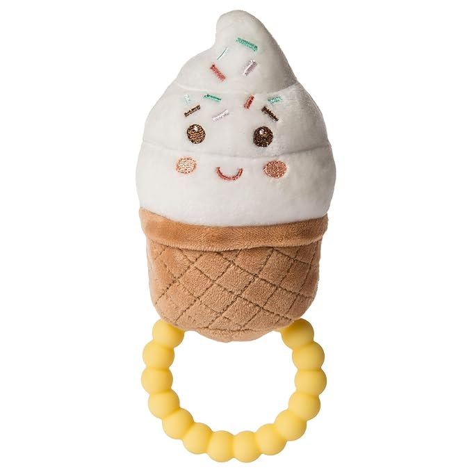 Mary Meyer Sweet Soothie Soft Baby Rattle with Teether Ring, Ice Cream