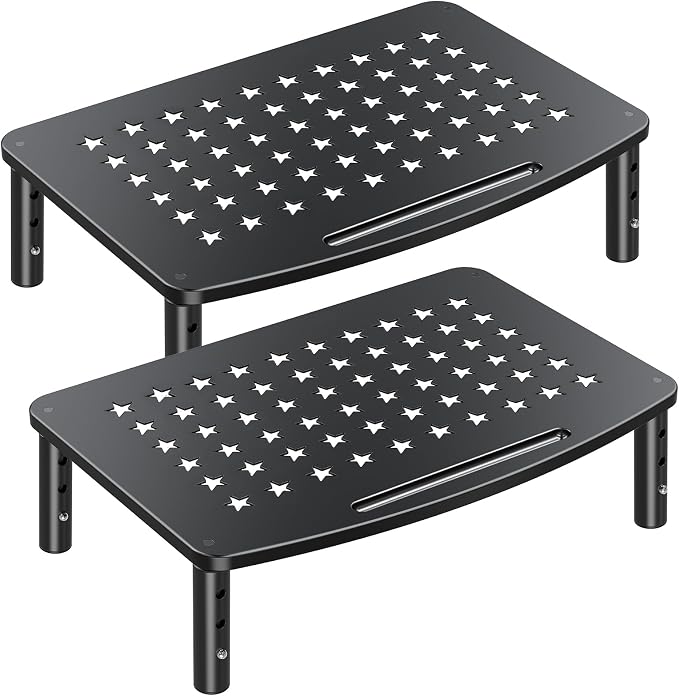 Zimilar 2 Pack Monitor Stands Risers, 3 Height Adjustable Monitor Riser | for Laptop, Printer, iMac, PC, Premium Metal Monitor Stand Riser for 2 Monitors