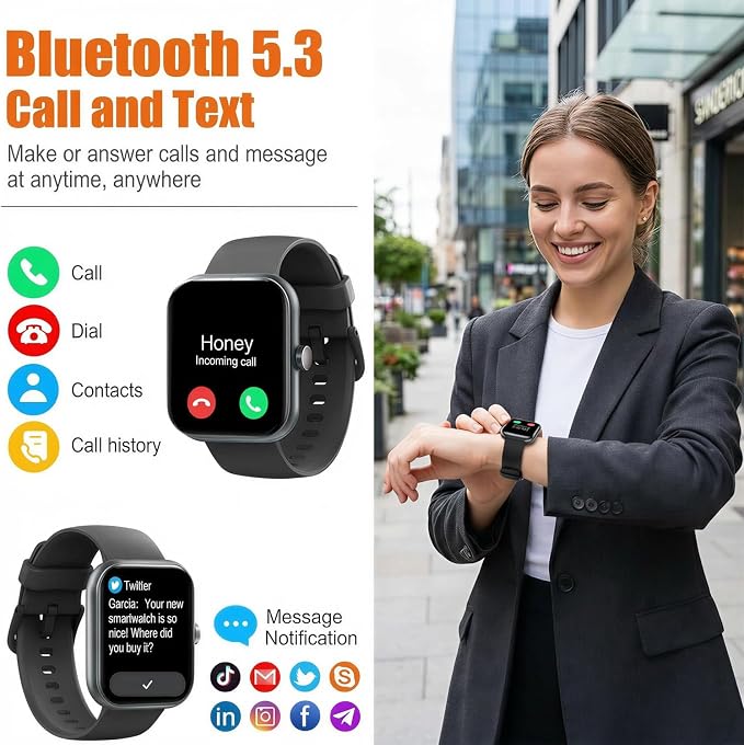 Smart Watch for Men Women (Answer/Make Call), 1.83" HD Touchscreen Fitness Tracker, 110+ Sport Modes, Fitness Watch with Heart Rate/Sleep Monitor/Step, IP68 Waterproof Smartwatch for iPhone Android