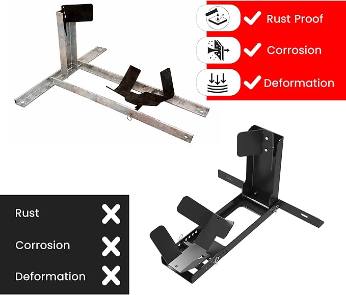 GRAND PITSTOP Universal Wheel Chock for Motorcycle Stand for Trailer Completely Adjustable Detachable Foldable Wheel Chock (Black-V2, 2000 lbs)