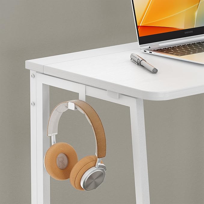 WOHOMO Folding Desk, 47.2" Foldable Computer Desk for Bedroom, Space Saving Computer Table Writing Workstation for Home Office, Easy Assembly, White | Easy Assembly and Fold, Sturdy Home office desks for Study Bedroom Dorm Space Saving Writing Work Apa...