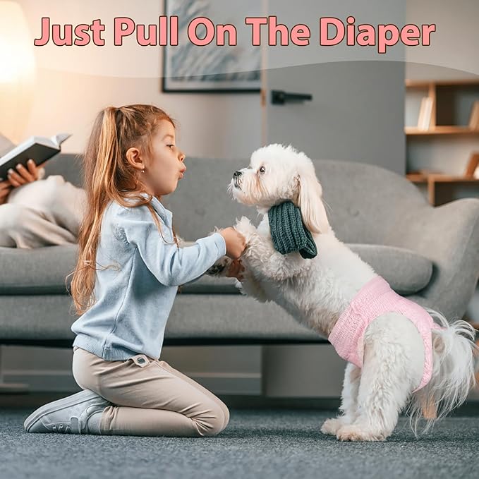 Ambreview Disposable Dog Diapers Female, Just Pull It Up, Doggie Diapers for Female Dogs, Strong Absorbency | Leak Proof, for Dogs in Heat | Elderly | Disabled, XS 100 PCS
