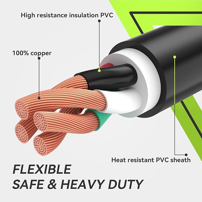 RVMATE 4 Prong SRDT Dryer Cord 10 Feet, 30 Amp Appliance Power Cord (NEMA 14-30P to 4-Wire), 4 Wires with O Ring Terminal Connectors, 100% Copper Wire Dryer Extension Cord.