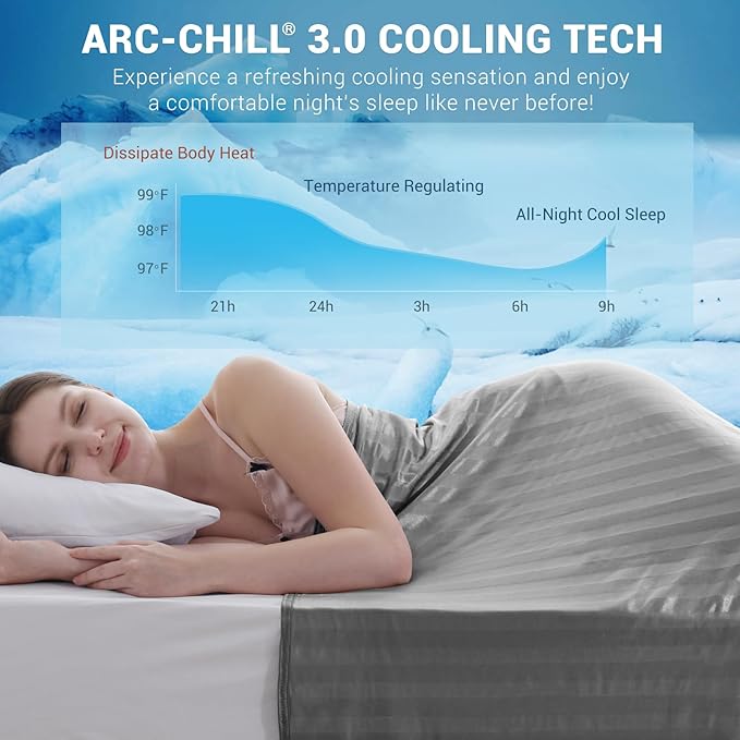 Elegear Double-Sided Cooling Blanket for Hot Sleepers, King, Arc-Chill 3.0 | Q-Max>0.5 Cooling Fabric, Absorbs Heat to Keep Body Cool, Breathable Summer Blankets for Night Sweats & Menopause, 108"x90"