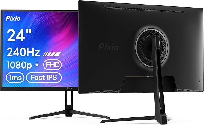 Pixio PX249 Wave 24 inch 240Hz Refresh Rate FHD 1080p Resolution Fast IPS Panel 1ms GTG Response Time Built-in Speakers Gaming Monitor with Adaptive Sync