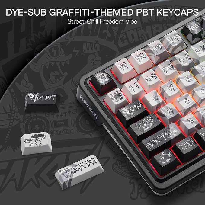 Redragon K719 PRO Wireless 95-Key Gasket Gaming Keyboard, TFT Screen & Knob | Easy-Control LED Info Display, 0-Delay Tri-Mode, Cushioned 5-Layer Noise Dampening for Creamy Thocky Sound, Practical 95 keys