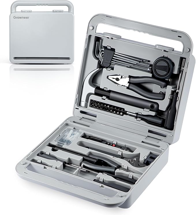 Growneer Tool Set, 241 Piece Home Tool Kit with Durable Metal Tools for Home Repair,DIY,Maintenance,Includes Screwdriver Wrench Hammer Scissors Tape Plier Tool Box Essential Mechanics Tools Kit