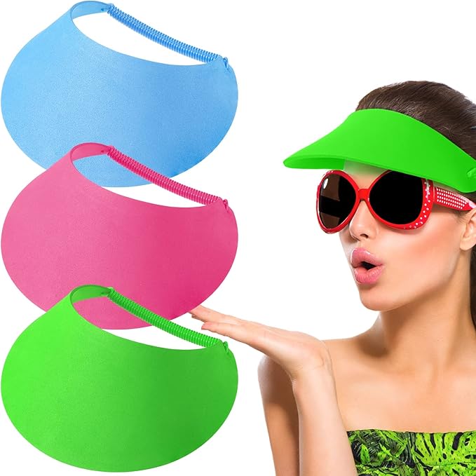 Vabean 3 Pcs Sun Visors for Women Solid String Sun Hat Fabric Foam Adjustable Soft Womens Golf Tennis Visor