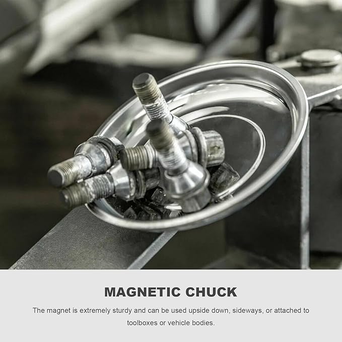 2 PCS Magnetic Tray Holders, Stainless Steel 3 Inch Round Trays Metal Parts Holder with Strong Magnet, Heavy Duty Thickened Trays for Screws Bolts Nuts Washers Pins