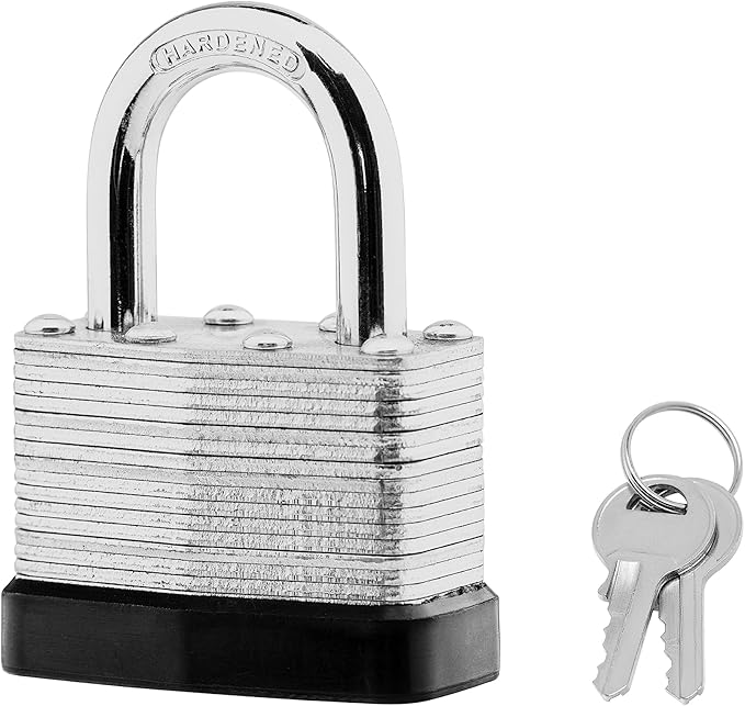 3-Pack Keyed Alike Laminated Steel Padlocks Keys, 1-3/4" Wide, Heavy Duty Pad Lock Set with Same Keys