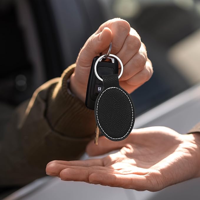 LaserGram Oval Keychain, Golf Ball, Personalized Engraving Included (Black with Silver)