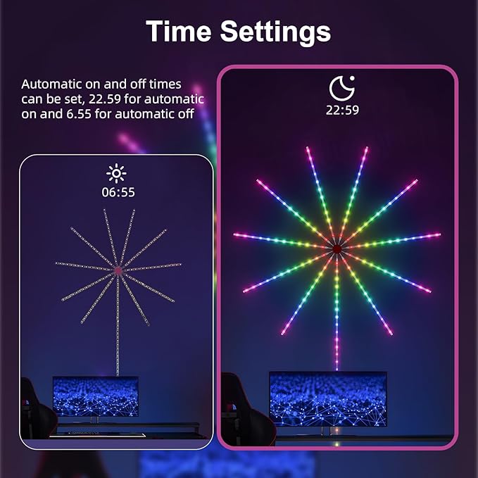 WiFi Bluetooth Smart Fireworks LED Light, Dream Colors LED Firework Lights Indoor with 16 Colors & 10 Lighting Modes, App and Remote Control, for Room, Party, Christmas, Festival Decor (12inchs)