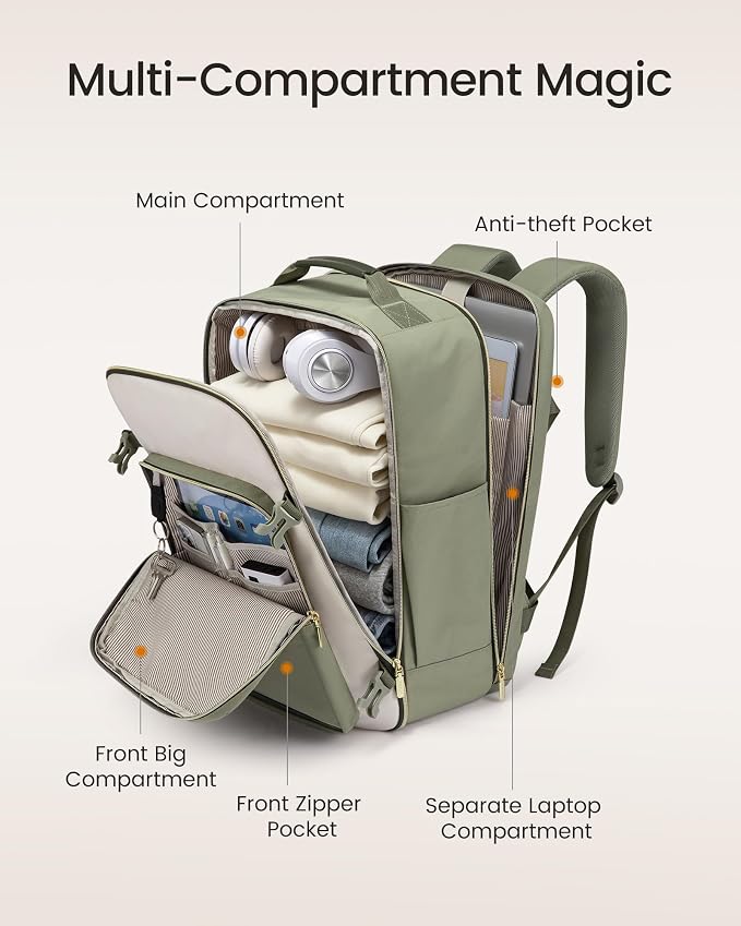 LOVEVOOK 50L Travel Backpack for Women & Men, Airline Approved Carry On Luggage with 3 Packing Cubes, TSA Overnight Bags, Waterproof Personal Item Bag, Weekender Essentials Backpacks fits 17" Laptop